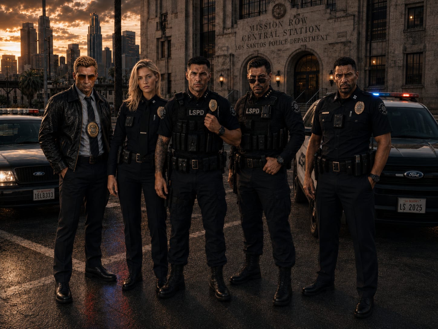 Mission Row Central Station önünde LSPD ekibi